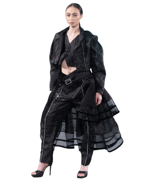 Ready To Conquer Metallic Brocade 4-Piece Matching Pants Set