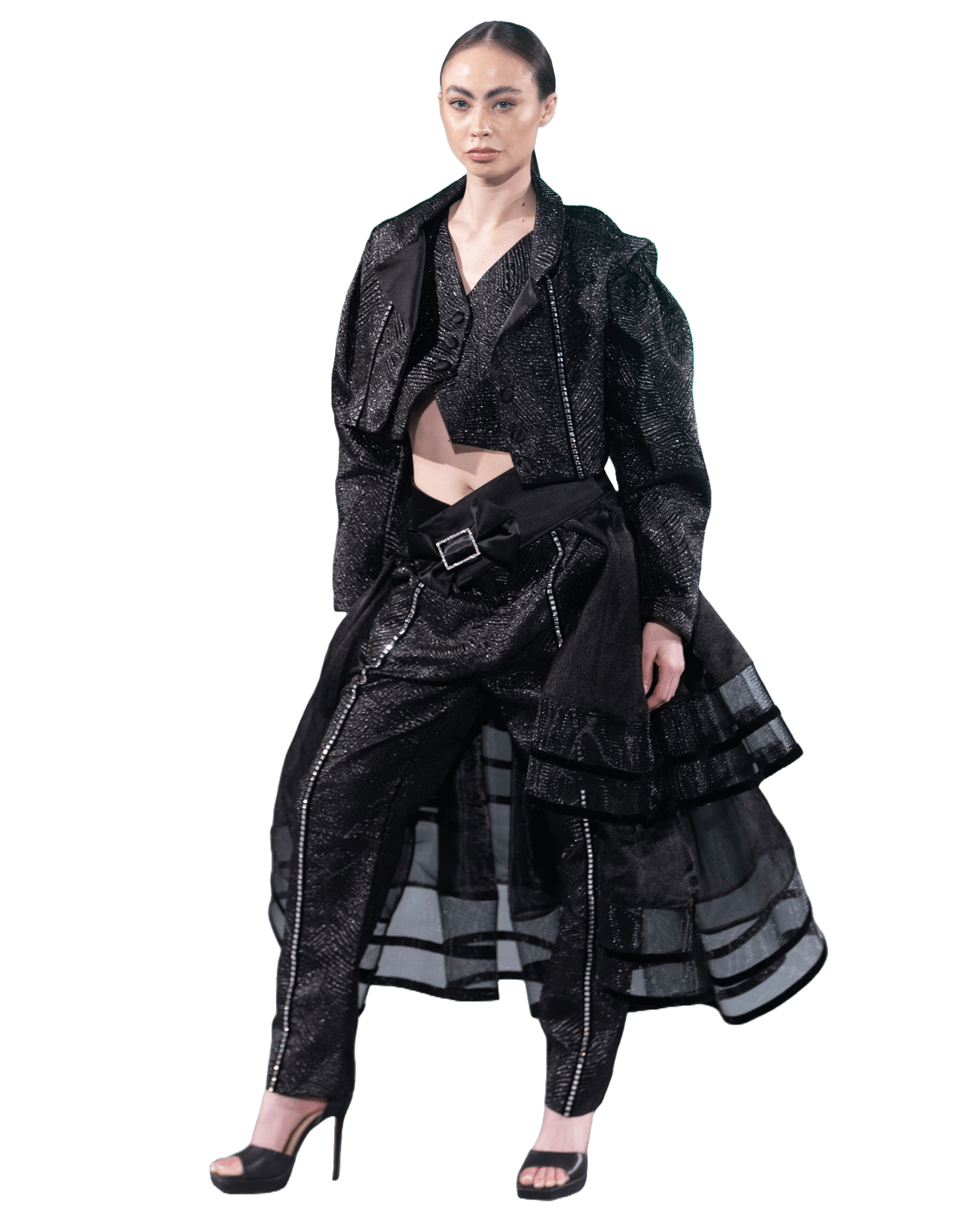 Ready To Conquer Metallic Brocade 4-Piece Matching Pants Set