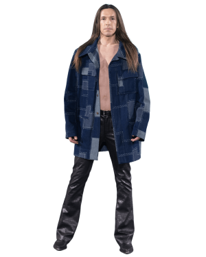 Street Chic Geometric Pattern Oversized Denim Jacket