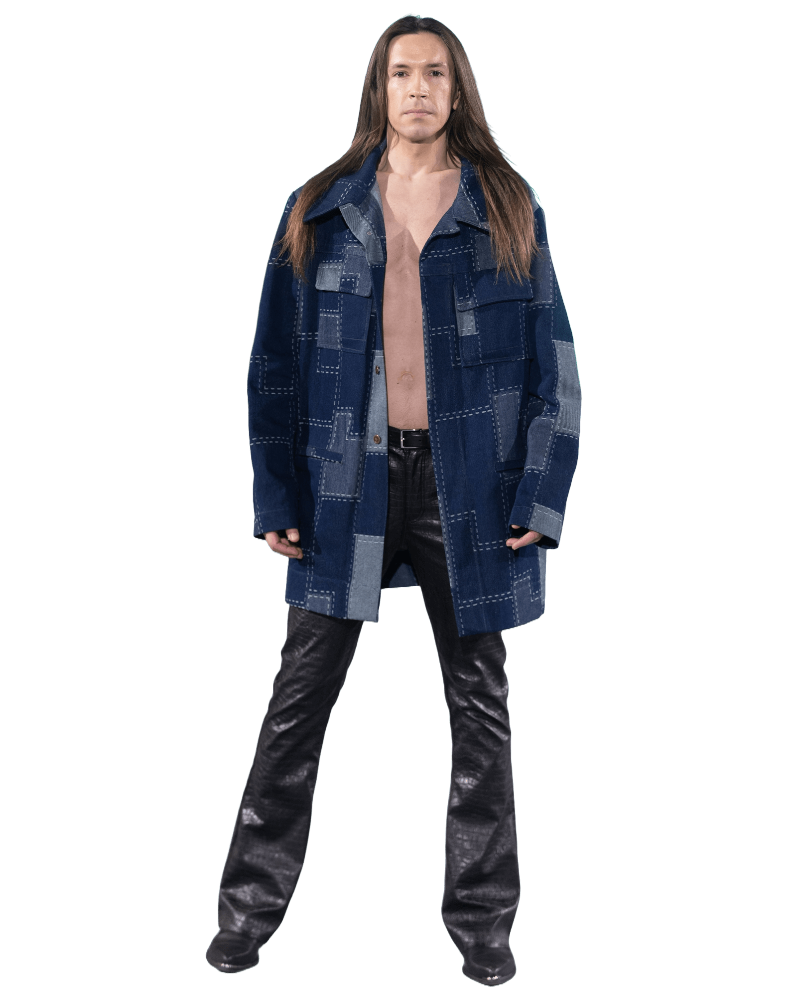 Street Chic Geometric Pattern Oversized Denim Jacket