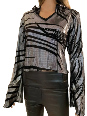 Black Silver Lame Top