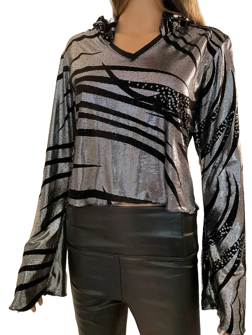 Black Silver Lame Top