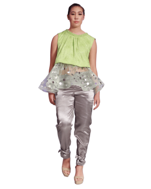 Peplum Blouse and Silver Pants