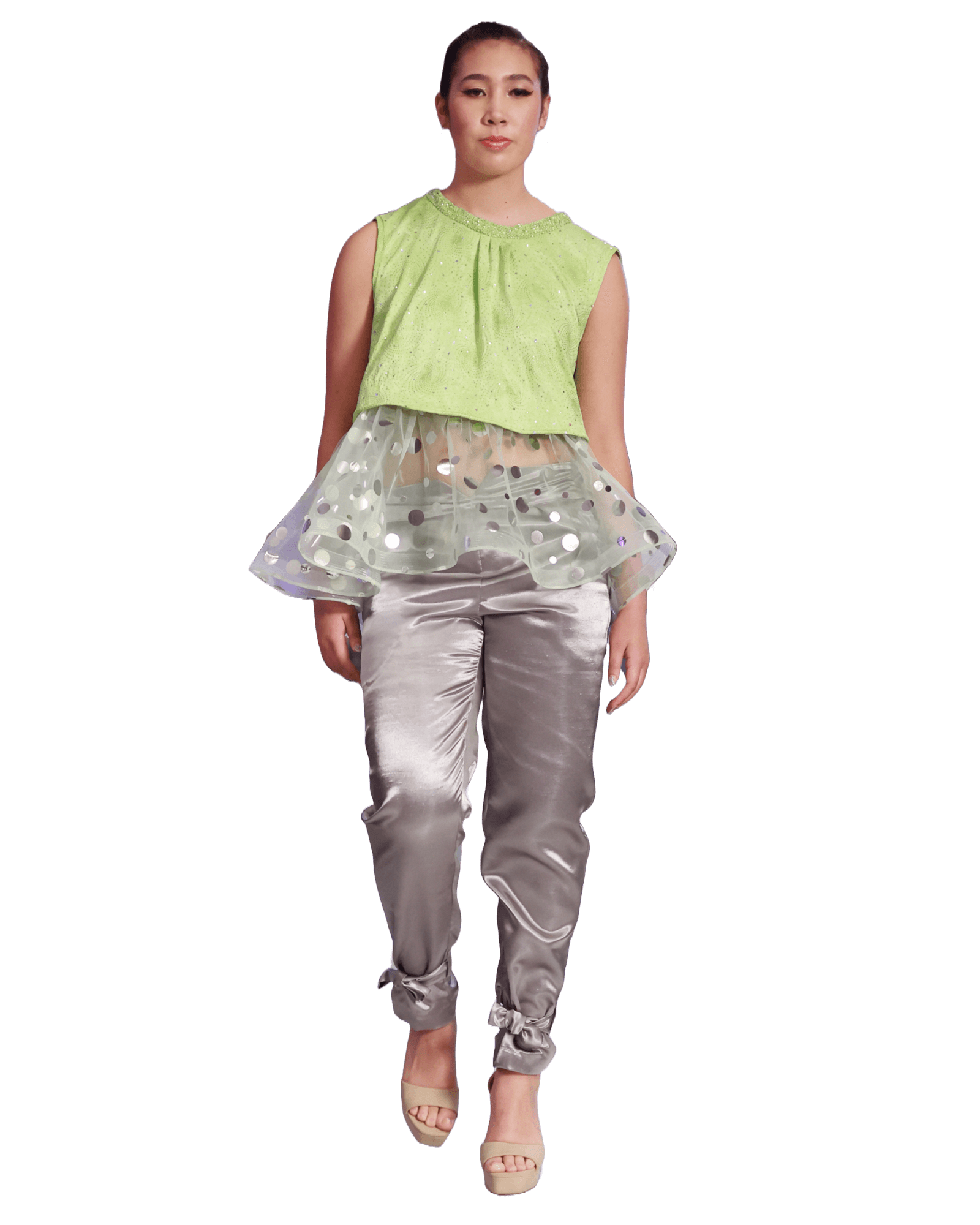 Peplum Blouse and Silver Pants