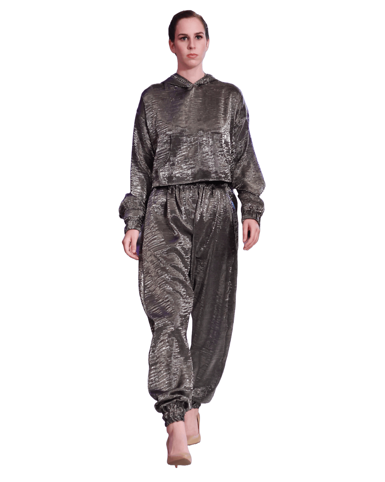 Hooded Top and Harem Pants Matching Set
