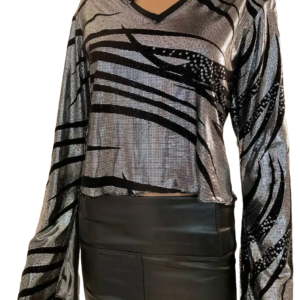 Black Silver Lame Top